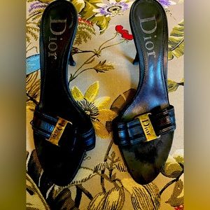 Dior black leather slides